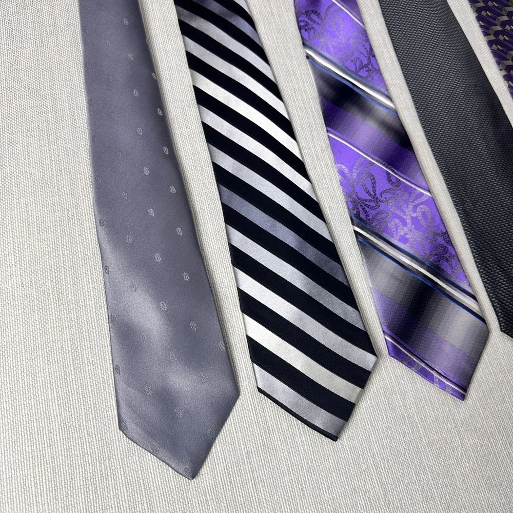Vintage Classic Purple Grey Necktie Bundle Hennessy George Van Heusen Bill Blass